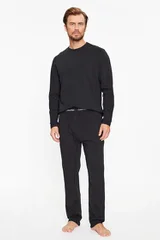 Komfortní černé pánské pyžamo Calvin Klein dlouhý střih
