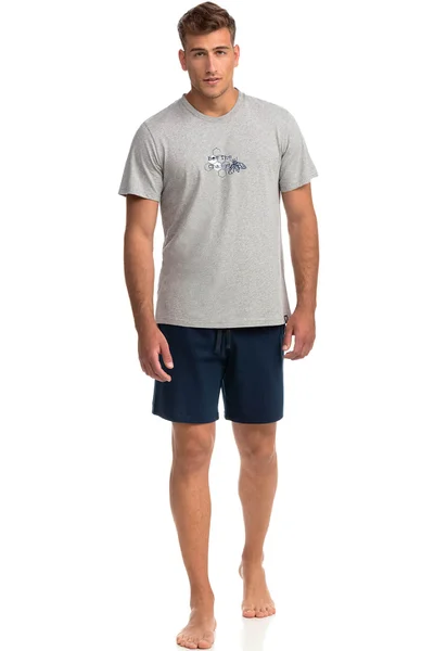Vamp - Pohodlné dvoudílné pánské pyžamo IN683 - Vamp (v barvě melanžově šedá)