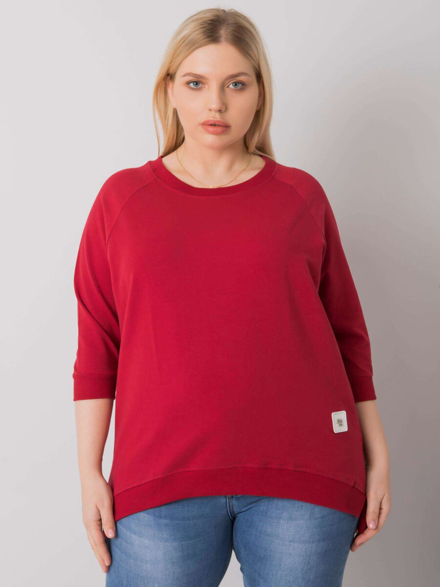 Dámská bavlněná plus size mikina Y215 - FPrice (kaštanové), bordó one size i10_P52752_1:75_2:1227_