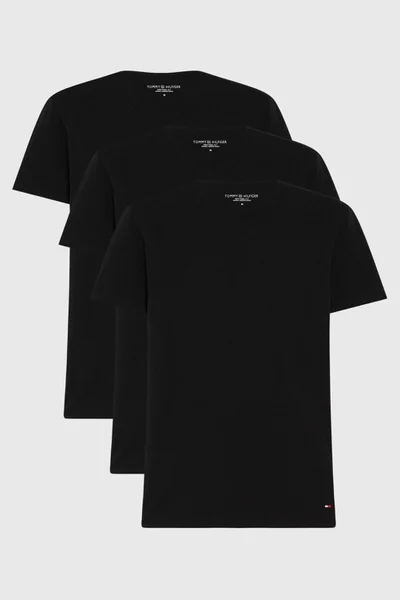 Černé pánské tričko s výstřihem do V Tommy Hilfiger 3ks
