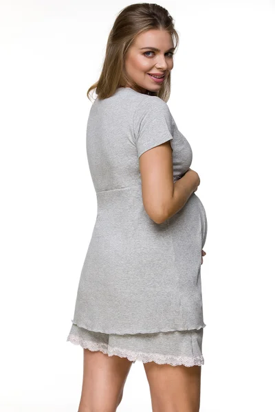 Těhotenské noční pyžamo tunika a šortky Lupoline