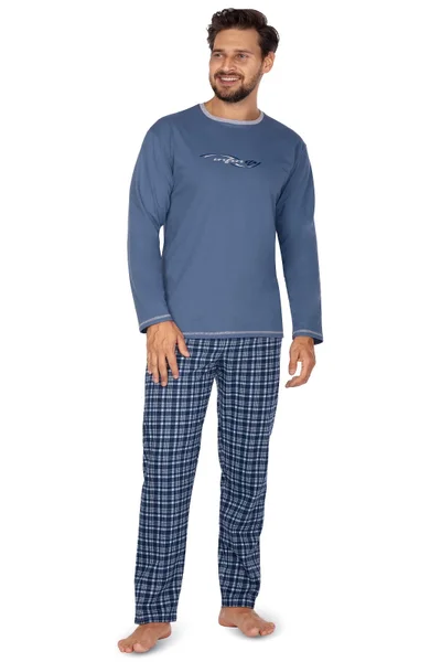 Komfortní pánské pyžamo s potiskem Regina modré