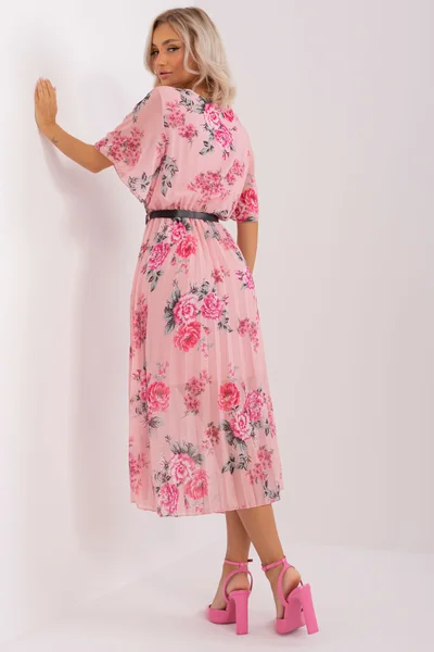 Romantické růžové dámské letní midi šaty FPrice