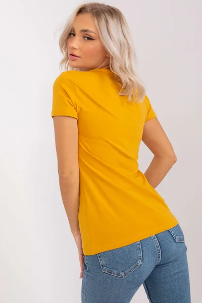 Okrově žluté dámské tričko s krátkým rukávem FPrice