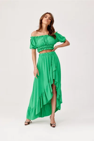 Zelený dámský komplet s asymetrickou sukní Roco Fashion španělský styl