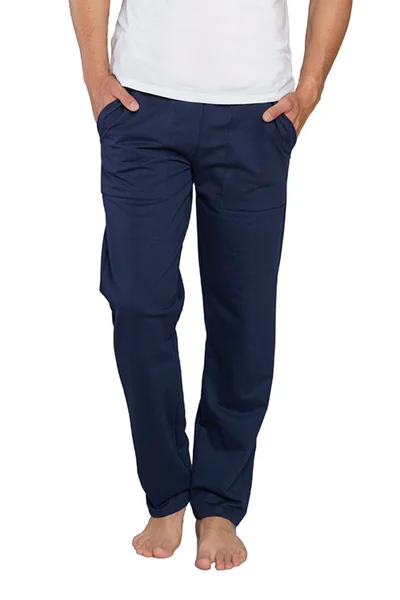 Tmavě modré pánské rovné kalhoty Italian Fashion