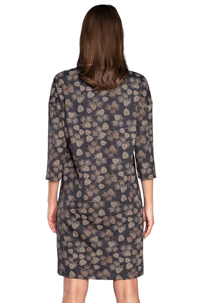 Hnědo-černá dámská vzorovaná noční košile Italian Fashion