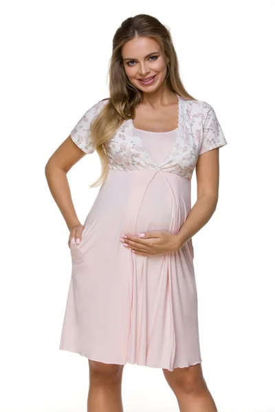 Pudrově růžová dámské těhotenská noční košilka Lupoline