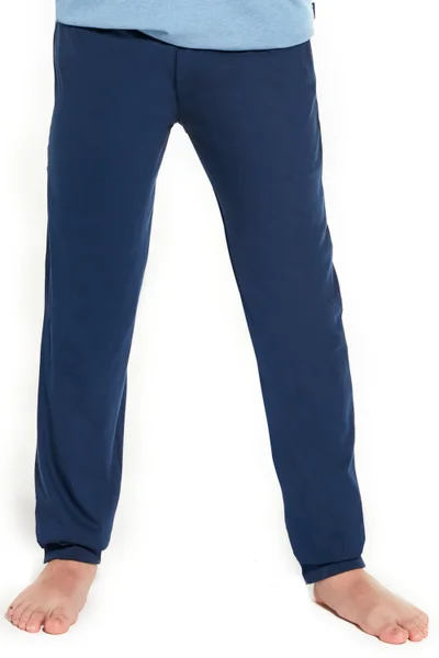 Modré bavlněné dlouhé chlapecké pyžamo Cornette