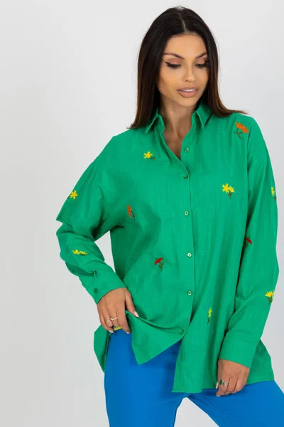 Zelená dámská košile s výšivkou Factory Price