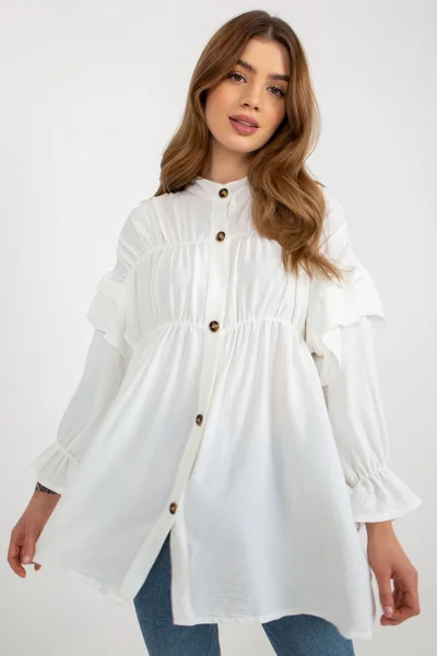 Ležérní dámská bílá košile s knoflíky Och Bella