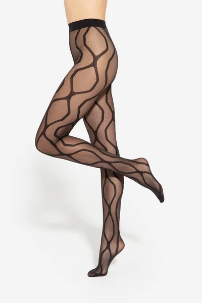 Černé vzorované dámské punčocháče Gatta