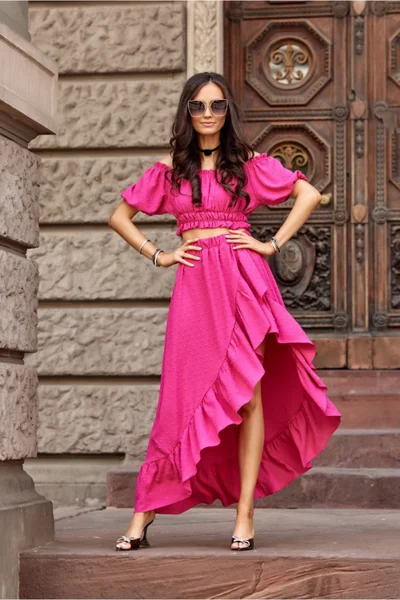 Španělské růžové šaty s asymetrickou sukní Roco Fashion