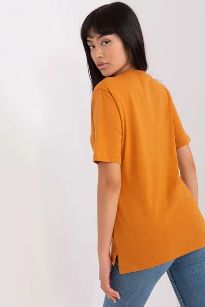 Oranžové dámské V-neck tričko FPrice