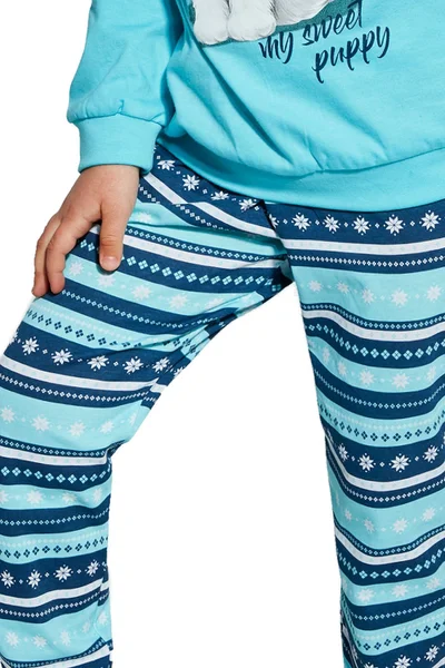 Dětské tyrkysové bavlněné pyžamo se štěnětem Cornette