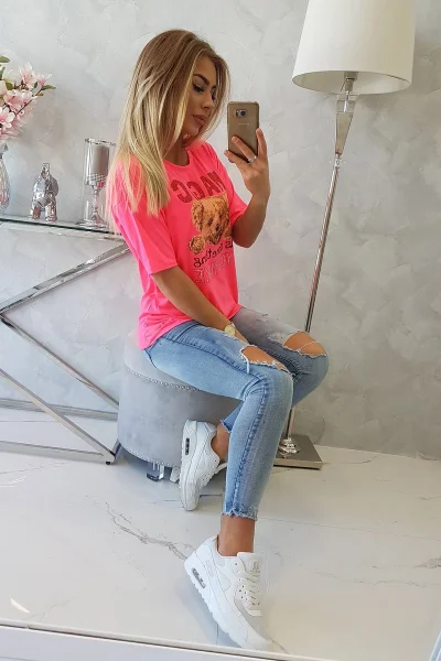 Dámská halenka s potiskem Magic pink neon Kesi