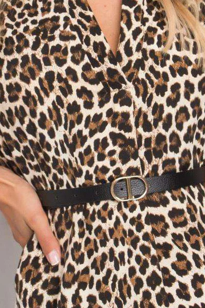 Dámské košilové šaty s opaskem FPrice leopardí vzor