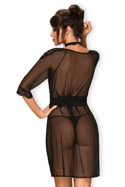 Dámský sexy župan Lucita peignoir - Obsessive (barva černá)