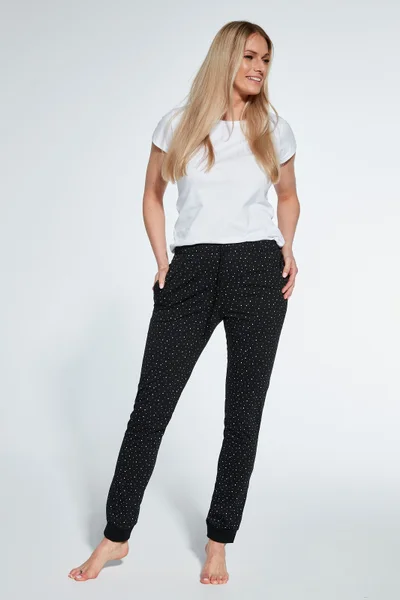 Černé bavlněné kalhoty k pyžamu Cornette