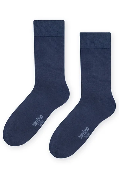 Tmavě modré vysoké bambusové pánské ponožky Steven