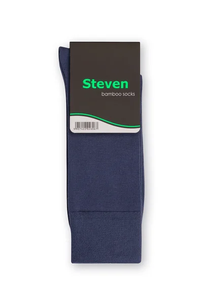 Tmavě modré vysoké bambusové pánské ponožky Steven