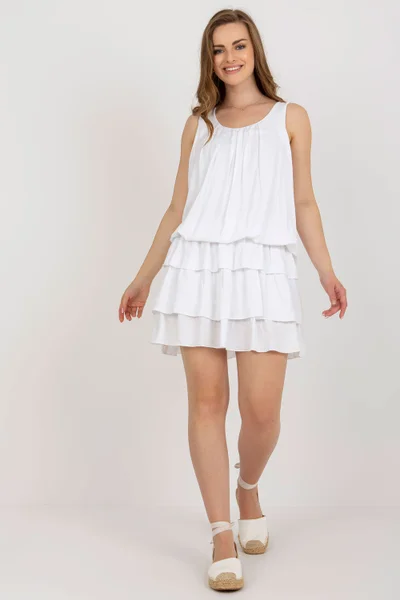 Letní bílé dámské šaty s volánkovou sukní Och Bella