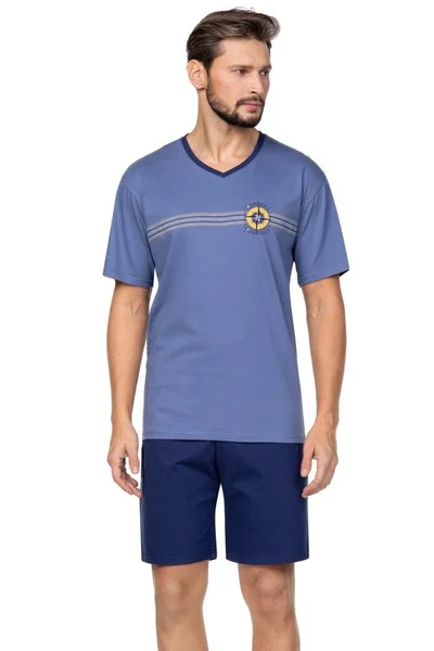 Pánské pyžamo Compass modré Regina (barva Modrá)