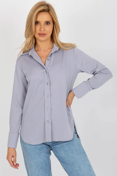 Světlá dámská propínací košile s dlouhým rukávem FPrice