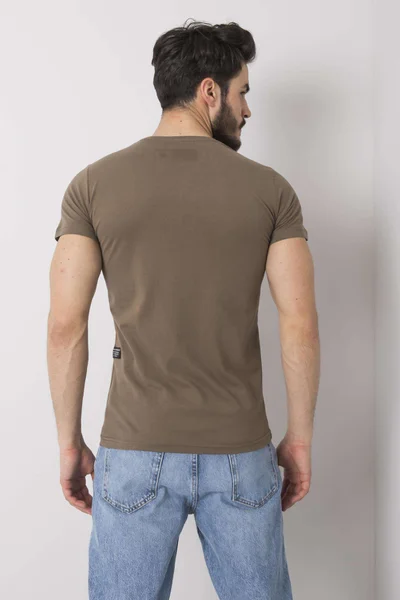 Pánské khaki bavlněné triko s potiskem pro muže FPrice