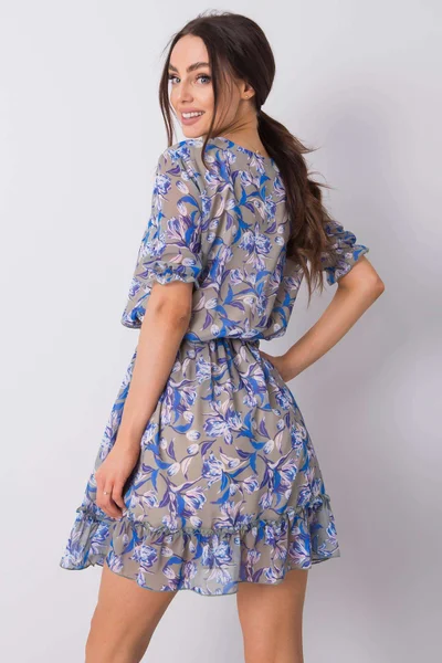 Dámské khaki dámské šaty s květinovým potiskem FPrice