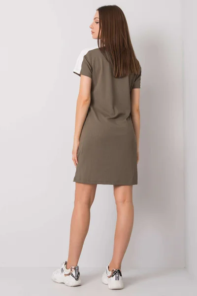 Dámské RUE PARIS Khaki dámské šaty s krátkým rukávem FPrice