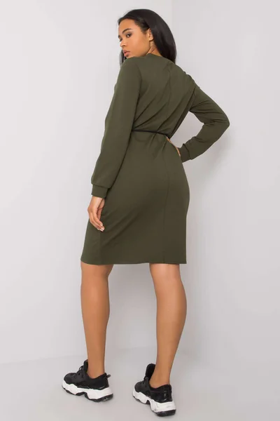 Dámské khaki dámské šaty s potiskem plus size FPrice