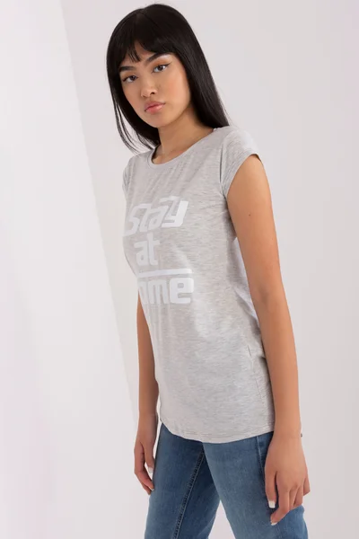 Světle šedé dámské tričko s nápisem FPrice