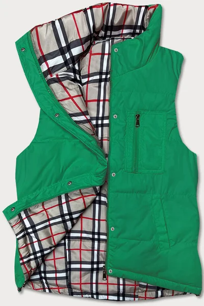 Zeleno-károvaná oboustranná vesta pro ženy Miss TiTi