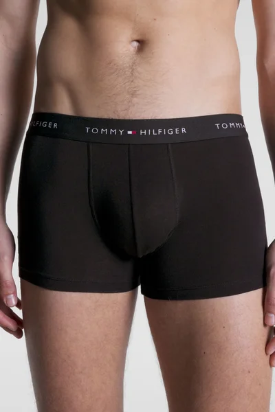 3ks černé přilhavé pánské boxerky s barevnou gumou Tommy Hilfiger