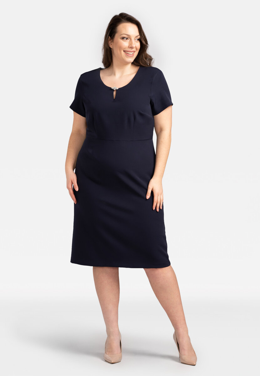 Tmavě modré elegantní dámské šaty plus size Karko, 48 i10_P66710_2:39_