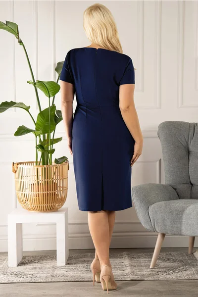 Tmavě modré elegantní dámské šaty plus size Karko