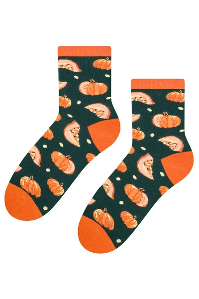Barevné dámské ponožky s oranžovým potiskem Steven