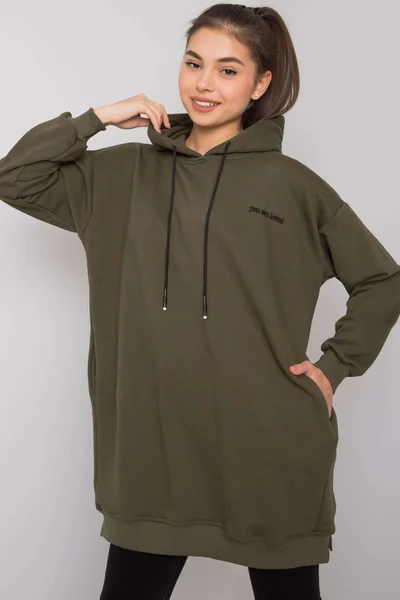 Khaki mikina pro ženy s kapucí FPrice