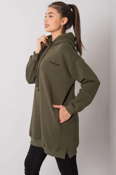 Khaki mikina pro ženy s kapucí FPrice