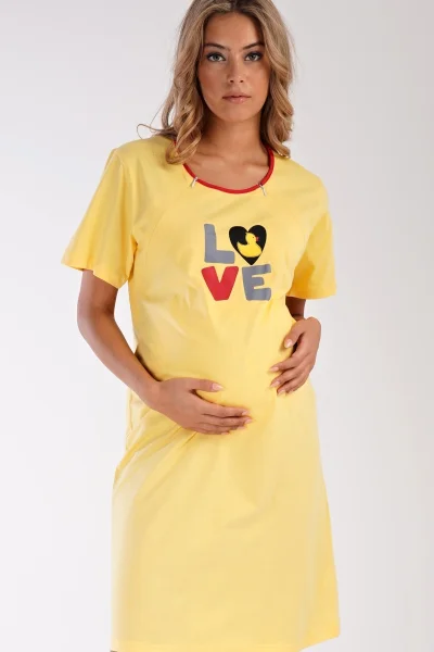 Žlutá bavlněná těhotenská noční košilka Vienetta