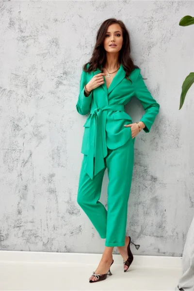 Moderní dámské zelené kalhoty Roco Fashion