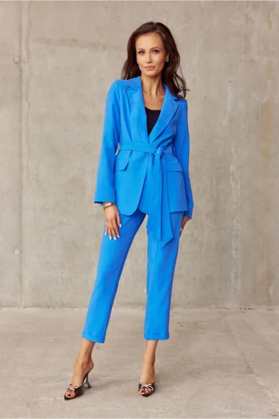 Elegantní modré sako s vázáním Roco Fashion