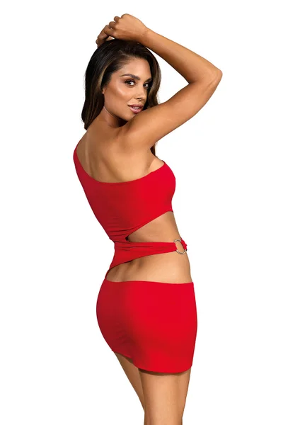 Sexy rudé mini šaty s průstřihy Axami