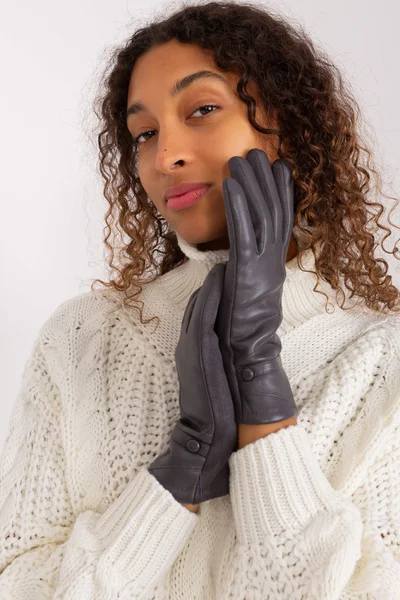 Grafitově šedé dámské hladké rukavice FPrice