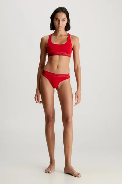 Bavlněná červená dámská sportovní podprsenka Calvin Klein