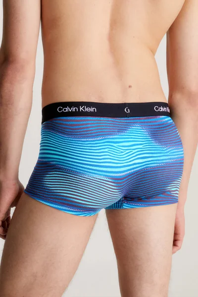 Modré vzorované elastické pánské boxerky Calvin Klein