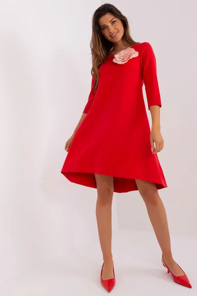 Dámské červené šaty s květinou FPrice