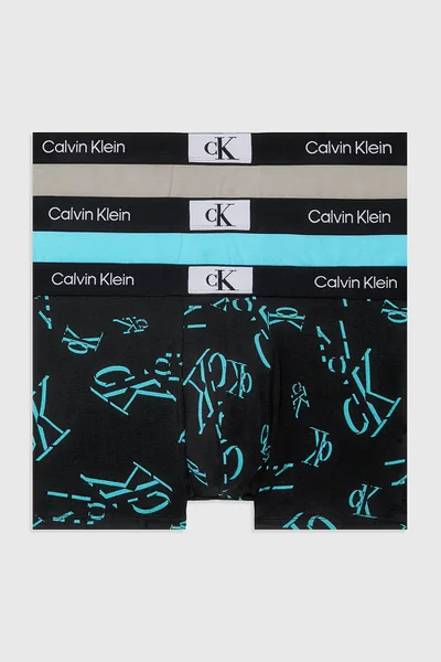 Pánské boxerky třípak modré potisk Calvin Klein