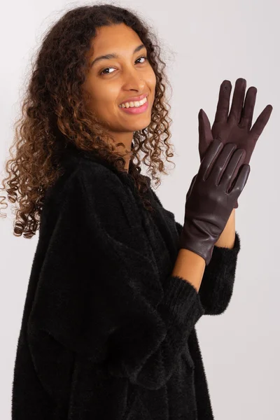 Tmavě hnědé dámské rukavice FPrice